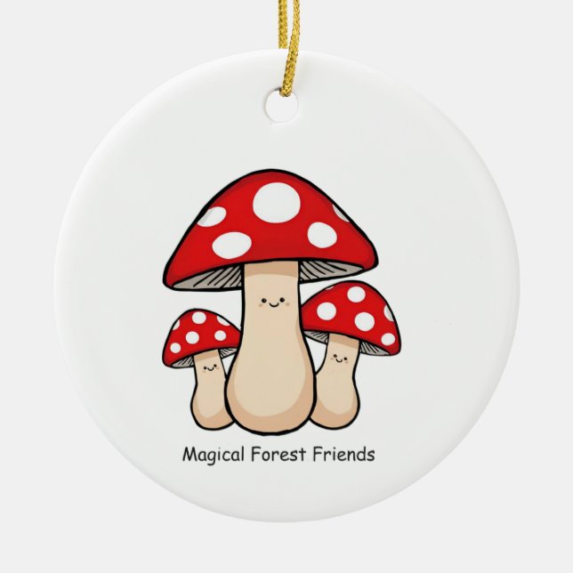 Ornamento De Cerâmica Magical Forest Friends – Cute Illustration (Frente)