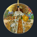 Ornamento De Cerâmica Magical Golden Princess Leo Renaissance Woman<br><div class="desc">This magical image of a Renaissance princess is a collage of vintage images from the past,  celebrating Leo as an astrological sign.</div>