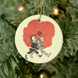 Ornamento De Cerâmica Mágico Vintage de Oz, Dorothy com Flores de Papoul