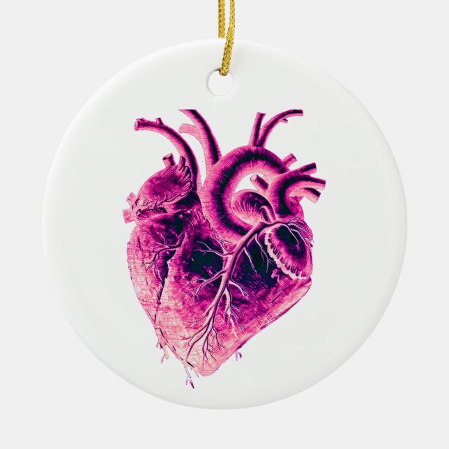 Ornamento De Cerâmica Magnet Anatomic Heart pink neon elétrico (Frente)