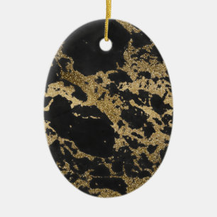 Ornamento De Cerâmica Magro mármore preto de ouro falso moderno