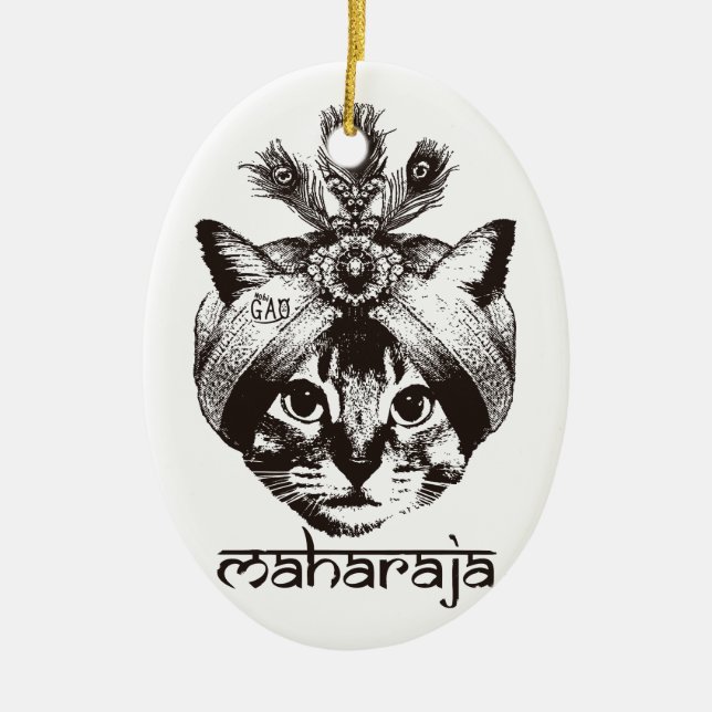 Ornamento De Cerâmica Maharaja Cat (Frente)