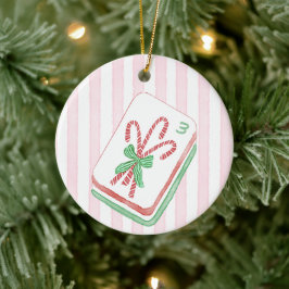 Ornamento De Cerâmica Mahj-y Natal Bastão de Doce Mahjong