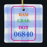 Ornamento De Cerâmica Mahjong Dot Crak Bam Blue Check PERSONALIZAR<br><div class="desc">Mahjong Dot Crak Bam em negros na Watercolor Gingham Check . Perfeito para qualquer amigo mahjong. ***O CEP é opcional / personalizável*** Eu adoro pintura e design! Espero que goste da minha trabalho de arte. O CEP é opcional / personalizável</div>