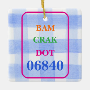 Ornamento De Cerâmica Mahjong Dot Crak Bam Blue Check PERSONALIZAR