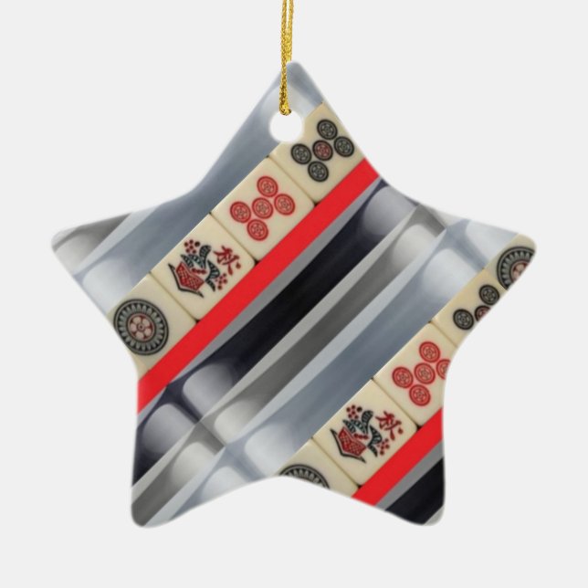 Ornamento De Cerâmica Mahjong oriental (Frente)