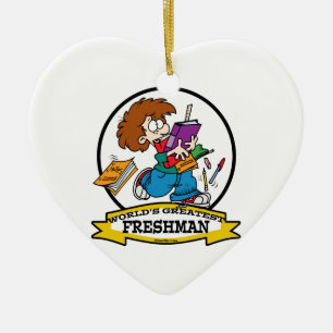 ORNAMENTO DE CERÂMICA MAIOR CARTÃO DE GAROTO DE MAIS FRESHMAN DO MUNDO