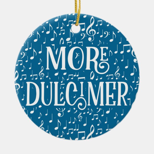 Ornamento De Cerâmica Mais Dulcimer - Música branca azul (Frente)