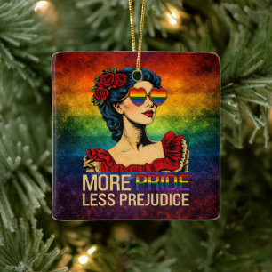 Ornamento De Cerâmica Mais Orgulho Menos Preconceito Mês do Orgulho LGBT