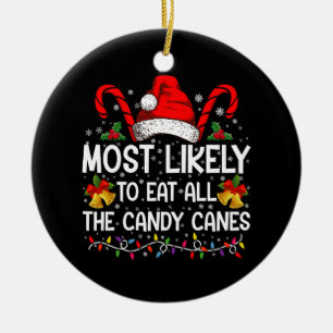 Ornamento De Cerâmica Mais Propenso a Comer Todos os Canudos de Natal