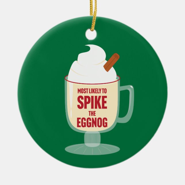 Ornamento De Cerâmica Mais Propenso a Temperar o Eggnog (Frente)