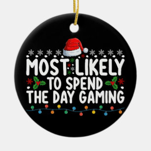 Ornamento De Cerâmica Mais Provável a Passar o Dia Jogando no Natal