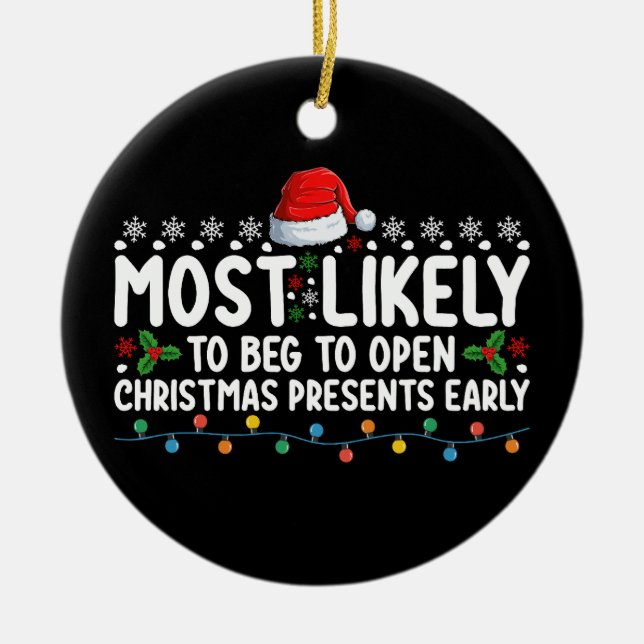 Ornamento De Cerâmica Mais Provável Para Abrir Presentes De Natal Earl (Frente)