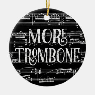 Ornamento De Cerâmica Mais quadro do Trombone - música branca preta