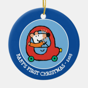 Ornamento De Cerâmica Maisy dirige um carro vermelho bonito