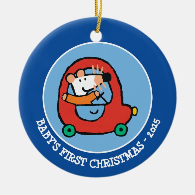 Ornamento De Cerâmica Maisy dirige um carro vermelho bonito (Frente)