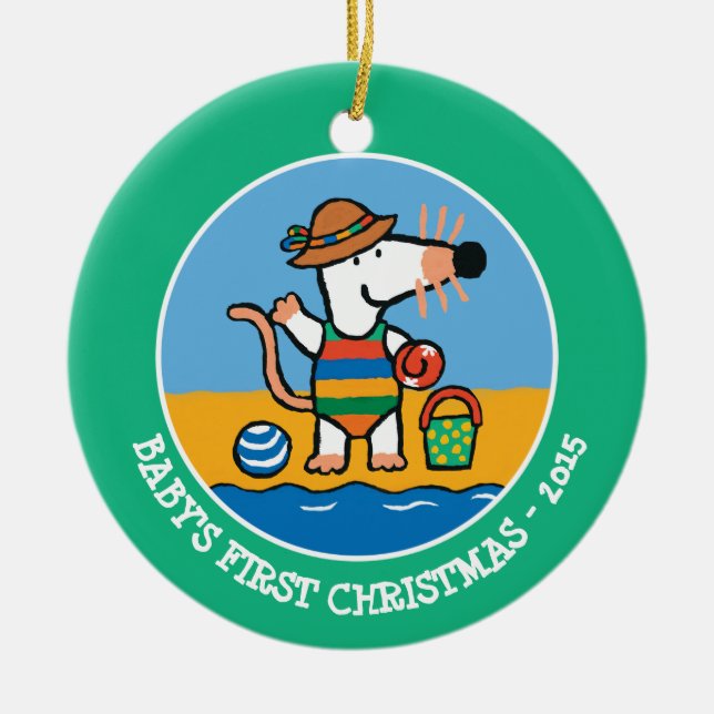 Ornamento De Cerâmica Maisy na praia (Frente)