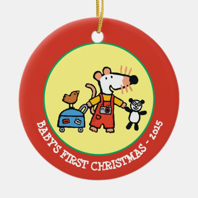 Ornamento De Cerâmica Maisy pronta para férias com bagagem (Frente)