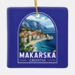 Ornamento De Cerâmica Makarska Croácia Viagem Art Emblem<br><div class="desc">Makarska retro vetor viagem design. Makarska é uma cidade portuária na costa Dalmaciana da Croácia,  conhecida pelas suas praias Makarska Riviera,  marcenaria promenade e vida noturna.</div>