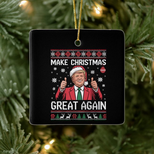 Ornamento De Cerâmica Make Christmas Great Again Trump Pajamas Ugly Xmas (Árvore)