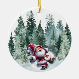 Ornamento De Cerâmica Making Christmas Gnome Angels Ornament