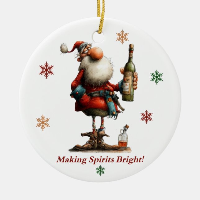 Ornamento De Cerâmica Making Spirits Bright Ornament (Frente)