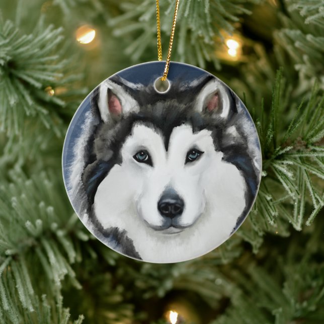 Ornamento De Cerâmica Malamute do Alasca (Árvore)