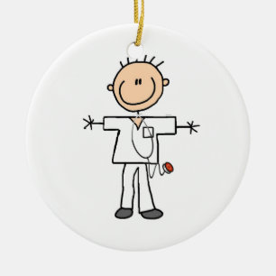 Ornamento De Cerâmica Male Stick Figure Nurse