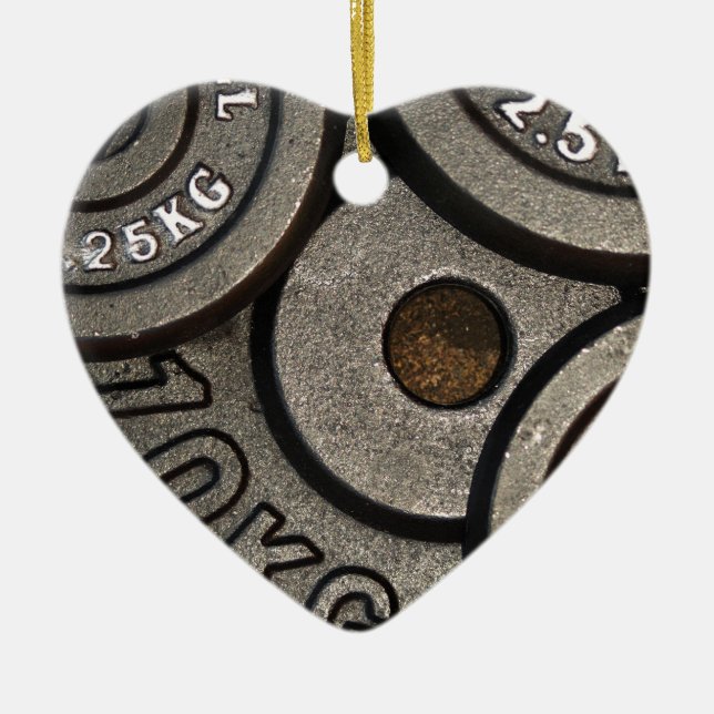 Ornamento De Cerâmica Malhação de Pesos do Gym Preto (Frente)