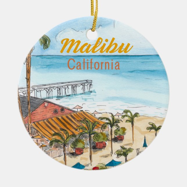 Ornamento De Cerâmica Malibu Los Angles California Ornament (Frente)