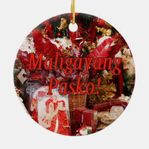 Ornamento De Cerâmica Maligayang Pasko! Feliz Natal em Tagalog rf
