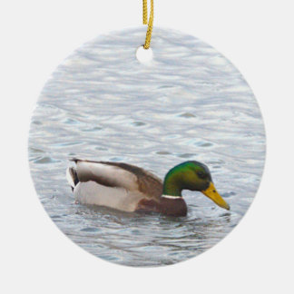 Ornamento De Cerâmica Mallard Duck Photo Ornament 