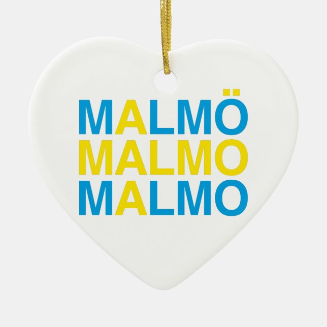 Ornamento De Cerâmica MALMO Bandeira Sueca (Frente)