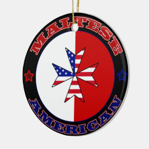 Ornamento De Cerâmica Maltês - American Cross Ensign
