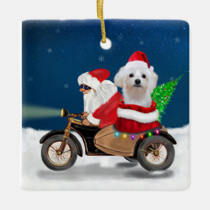 Ornamento De Cerâmica Maltês - Natal - Papai Noel