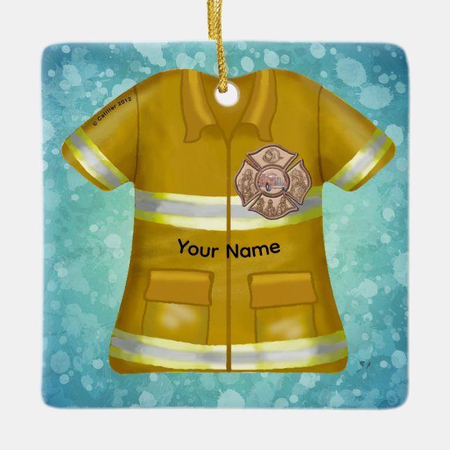 Ornamento De Cerâmica Maltese Cross  Firefighter ornament  (Frente)