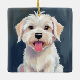 Ornamento De Cerâmica Maltese Puppy | White Dog Painting