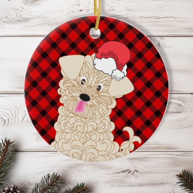Ornamento De Cerâmica Maltipoo Christmas Puppy Pet Ornament (Criador carregado)