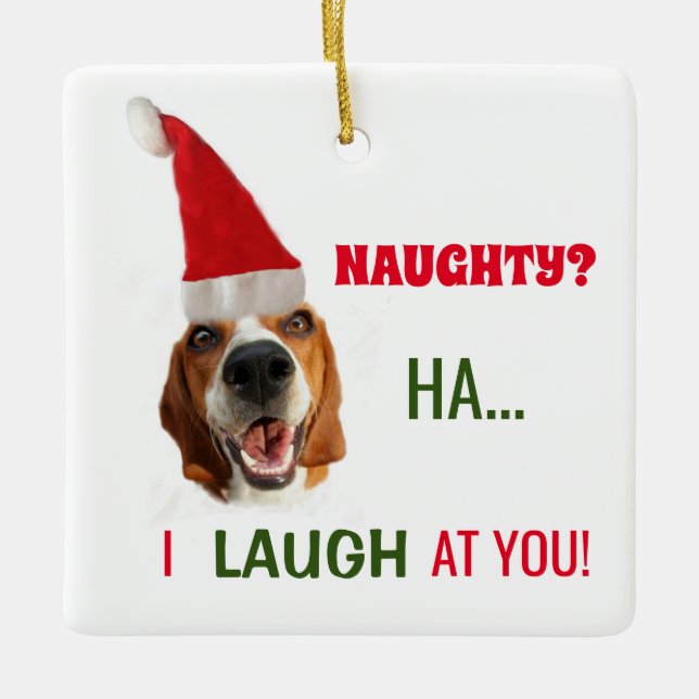 Ornamento De Cerâmica Malvado? Eu rio de você (Frente)