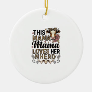 Ornamento De Cerâmica Mama Ama Seu Rebanho Camisa Vintage Vaca Mãe Desig