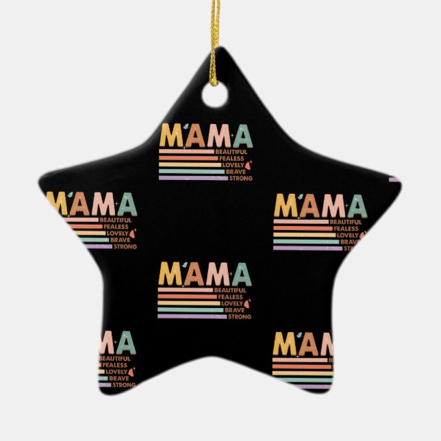 Ornamento De Cerâmica Mama Bonita E Corajosa Forte (Frente)