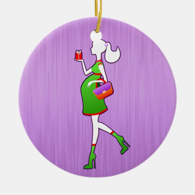 Ornamento De Cerâmica Mamã bonito a ser datado personalizado maternidade (Frente)