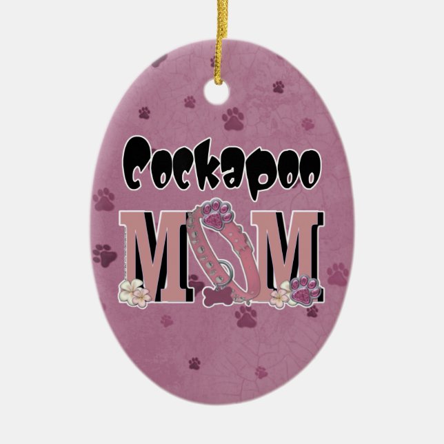 Ornamento De Cerâmica MAMÃ de Cockapoo (Frente)