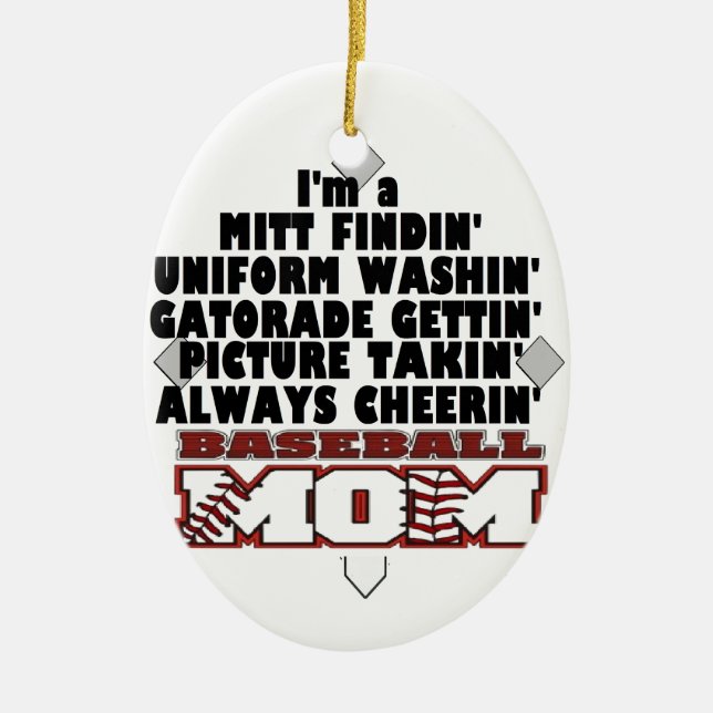 Ornamento De Cerâmica Mamã do basebol (Frente)