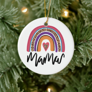 Ornamento De Cerâmica Mama Leopard Rainbow