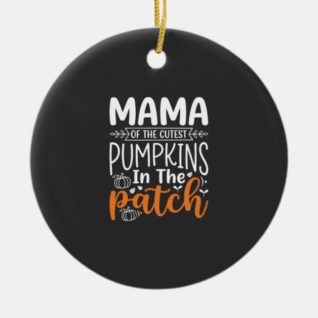 Ornamento De Cerâmica Mama Pumpkins Patch Design de Halloween_1 (Frente)