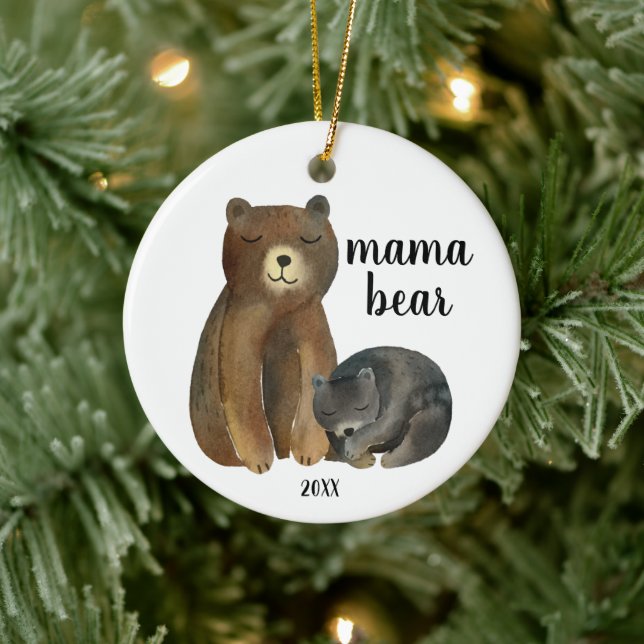 Ornamento De Cerâmica Mama Urso Personalizado 1rua De Xmas Como Urso-Mam (Árvore)