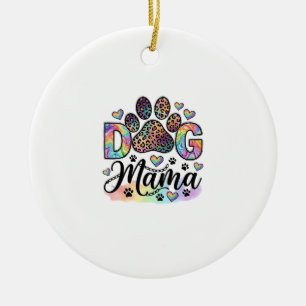 Ornamento De Cerâmica Mamãe Cachorro Pata Leopardo Arco-íris Aquarela Co