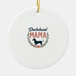 Ornamento De Cerâmica Mamãe Dachshund Vintage Floral Amante de Cachorro 