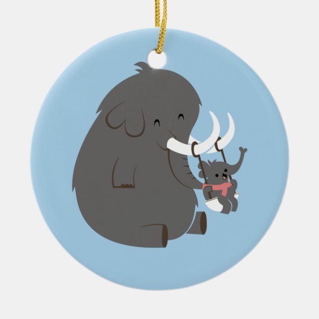 Ornamento De Cerâmica Mamães e bebê do elefante (Frente)